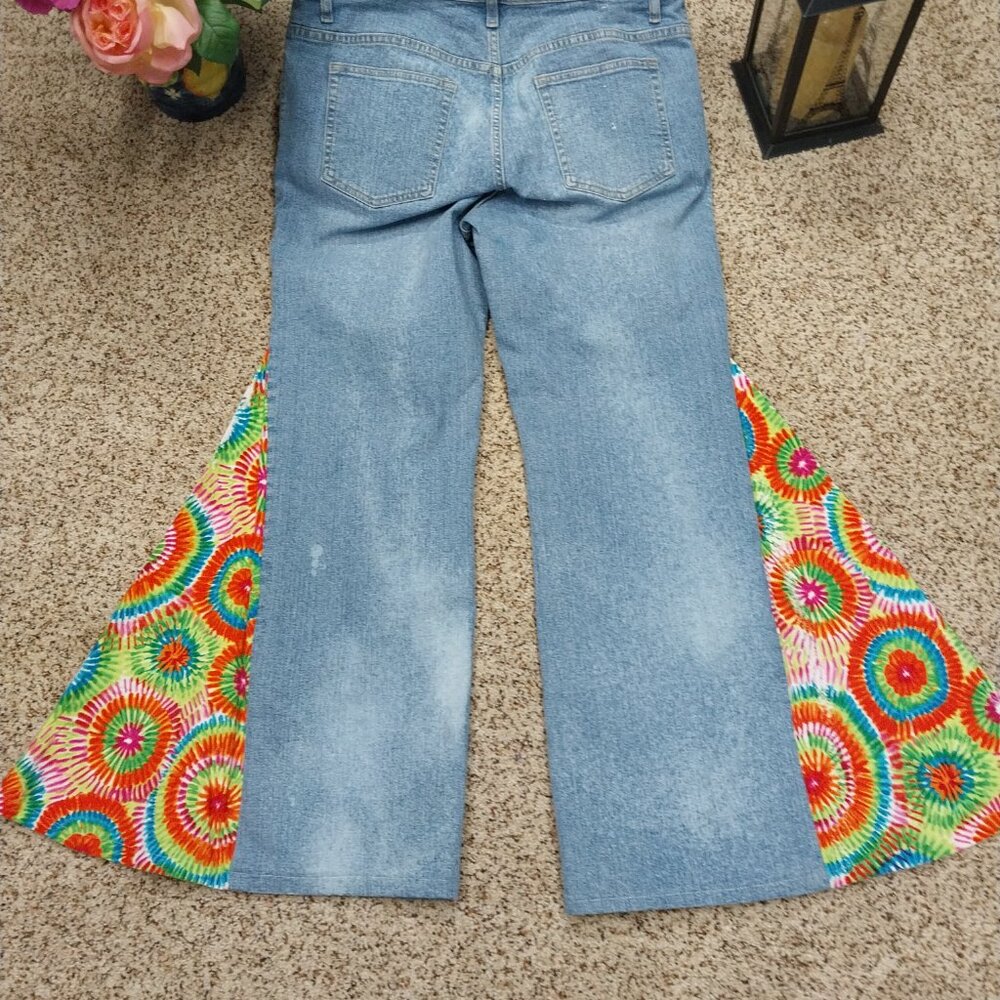 3327 Size 12 Sonoma Upcycled Bleach Dyed Bell-Bottoms. - Picture 4 of 6